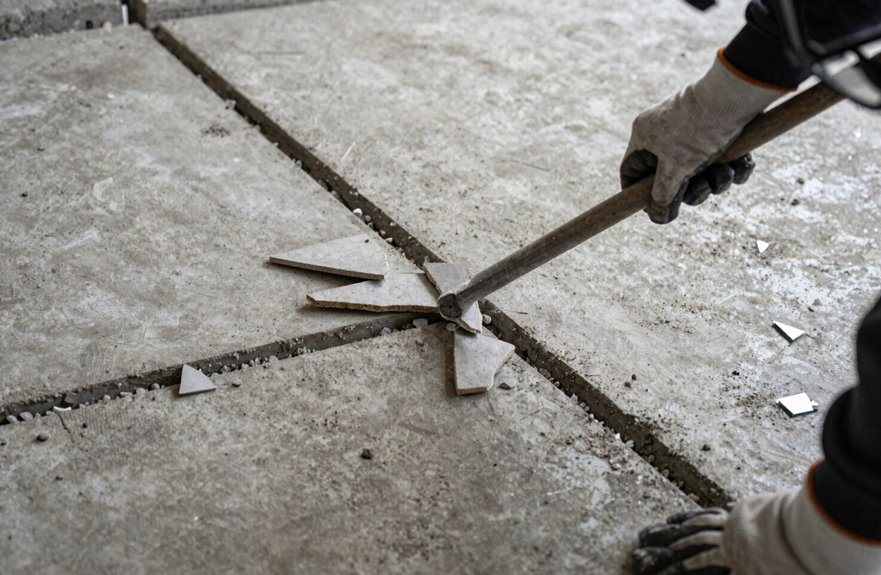 5 Steps to Remove Tile From Concrete Floor 3 controlled sectioned tile removal technique