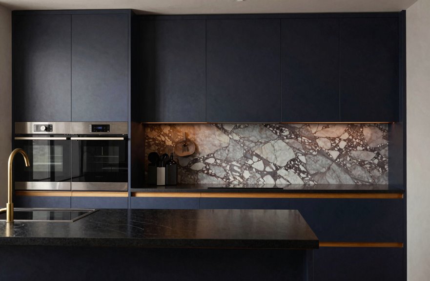 5 Cabinet Colors That Go Stunningly With Black Countertops 5 dark cabinets with bold contrast lighting