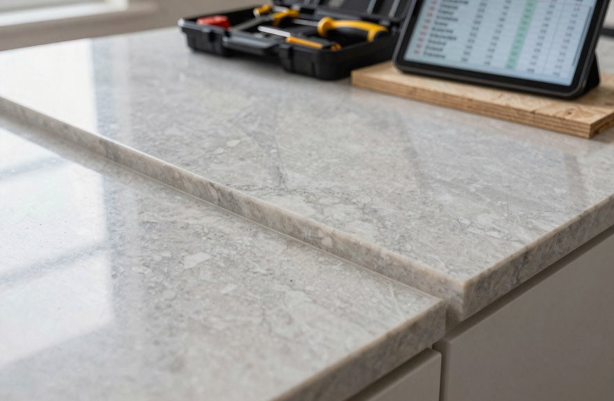 How Much Does It Cost to Replace Kitchen Countertops? 5 professional countertop replacement templating seams sinks
