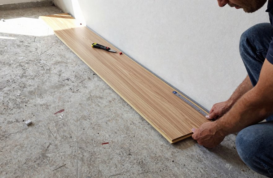 7 Steps to Install Laminate Flooring on Concrete 4 scribe cut first row precisely