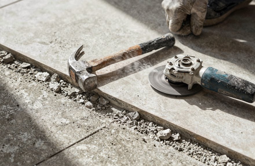 5 Steps to Remove Tile From Concrete Floor 1 sds hammer diamond grinder