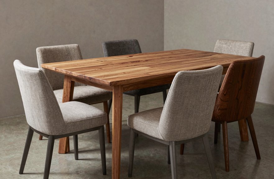 Mix and Match Dining Chairs: 7 Proven Pairing Methods 4 soft upholstery lighter frames unify