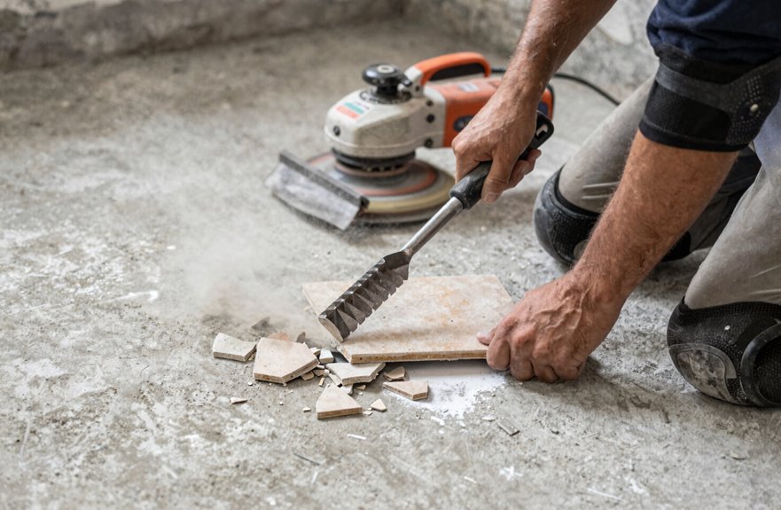 5 Steps to Remove Tile From Concrete Floor 4 two stage thinset removal process