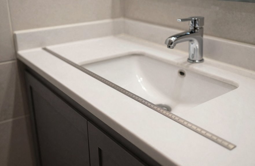 wall to wall measurement plumbing access countertop depth