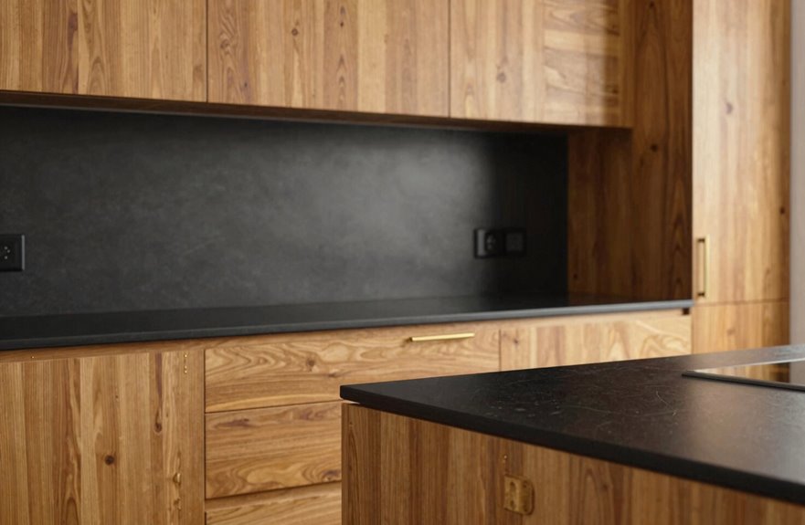 5 Cabinet Colors That Go Stunningly With Black Countertops 4 wood cabinets with black countertops contrast