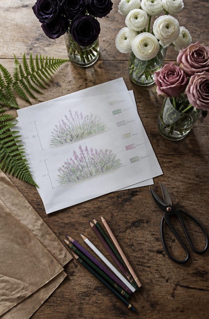 Floor flower arrangement photographed as an introduction to the design